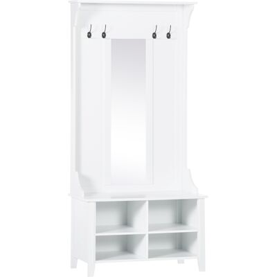 Homcom Mobile Ingresso con Appendiabiti Specchio e Scarpiera in Legno, 80x40x170cm, Bianco Aosom Italy Homcom Mobile Ingresso con Appendiabiti Specchio e Scarpiera in Legno, 80x40x170cm, Bianco Aosom Italy