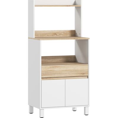 Homcom Mobiletto per Microonde in Legno con Mensola, Ripiano Aperto, Cassetto e Armadietto, 60x40x131 cm, Bianco Aosom Italy Homcom Mobiletto per Microonde in Legno con Mensola, Ripiano Aperto, Cassetto e Armadietto, 60x40x131 cm, Bianco Aosom Italy