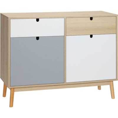 Homcom Mobile Multiuso Stile Nordico, Armadietto Due Ante con Cassetti per Cucina e Ingresso, 100x40x79.5cm, Multicolore Homcom Mobile Multiuso Stile Nordico, Armadietto Due Ante con Cassetti per Cucina e Ingresso, 100x40x79.5cm, Multicolore