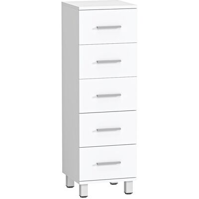 Homcom Cassettiera a 5 Cassetti per Camera da Letto e Soggiorno in Legno FSC, 30x30x95 cm, Bianco Aosom Italy Homcom Cassettiera a 5 Cassetti per Camera da Letto e Soggiorno in Legno FSC, 30x30x95 cm, Bianco Aosom Italy