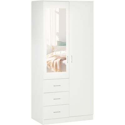 Armadio Moderno Bianco HOMCOM con Specchio, 3 Cassetti e Mensole Regolabili - Armadio Armadio Moderno Bianco HOMCOM con Specchio, 3 Cassetti e Mensole Regolabili - Armadio