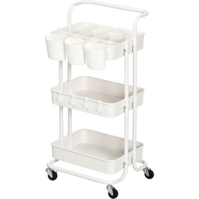 Homcom Carrello Cucina Multiuso a 3 Livelli con Cestini e Ganci Rimovibili, Ripiano con 12 Divisori, Bianco Aosom Italy Homcom Carrello Cucina Multiuso a 3 Livelli con Cestini e Ganci Rimovibili, Ripiano con 12 Divisori, Bianco Aosom Italy