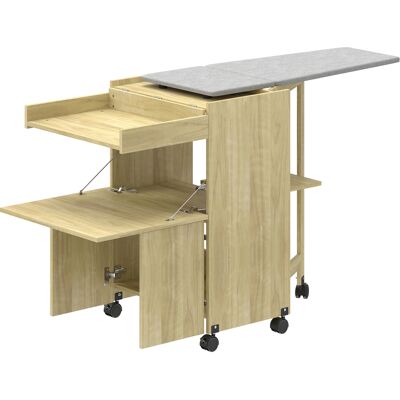 Homcom Armadio Asse da Stiro Pieghevole con Porta Ferro e Indumenti con Vano Aperto,154x55x87 cm, Legno Naturale Aosom Italy Homcom Armadio Asse da Stiro Pieghevole con Porta Ferro e Indumenti con Vano Aperto,154x55x87 cm, Legno Naturale Aosom Italy