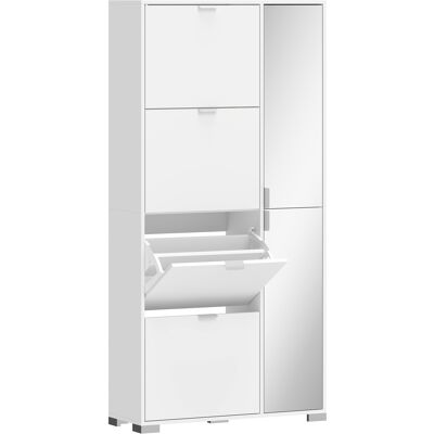Homcom Scarpiera con Specchio, 4 Cassetti Ribalta, Scarpiera Ingresso, Bianco Aosom Italy Homcom Scarpiera con Specchio, 4 Cassetti Ribalta, Scarpiera Ingresso, Bianco Aosom Italy