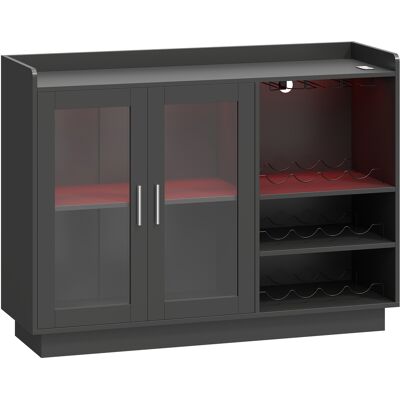 Homcom Mobile Portabottiglie con Luce LED e Scaffale Regolabile, in Legno e Vetro, 120x38x88 cm, Nero Aosom Italy Homcom Mobile Portabottiglie con Luce LED e Scaffale Regolabile, in Legno e Vetro, 120x38x88 cm, Nero Aosom Italy