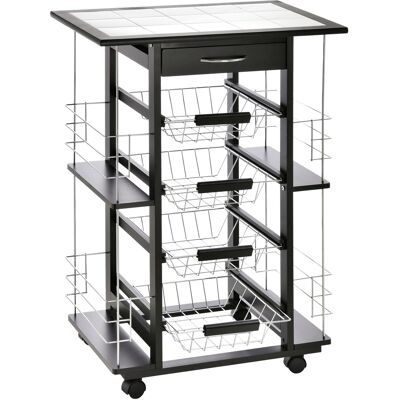 Homcom Carrello da Cucina con 4 Cestini Rimovibili e 4 Scomparti Laterali Nero, 57 x 37 x 83 Aosom Homcom Carrello da Cucina con 4 Cestini Rimovibili e 4 Scomparti Laterali Nero, 57 x 37 x 83 Aosom