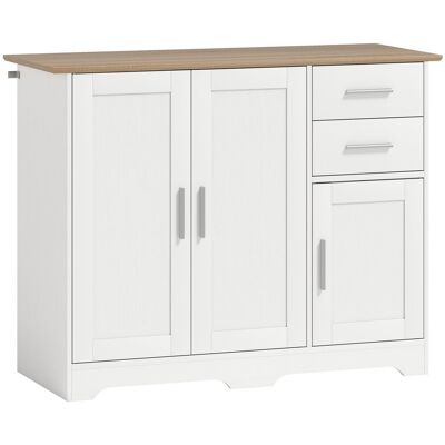 Homcom Credenza Moderna in Legno con 2 Cassetti e 2 Armadietti, 100x40x78 cm, Bianco e color Legno Aosom Italy Homcom Credenza Moderna in Legno con 2 Cassetti e 2 Armadietti, 100x40x78 cm, Bianco e color Legno Aosom Italy
