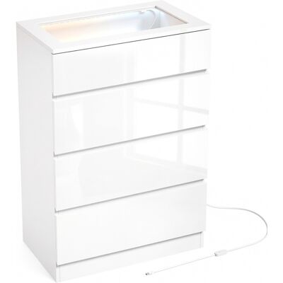 Homcom Cassettiera Moderna 4 Cassetti Con Luci LED, 60x40x90 cm, Bianca Aosom Italy Homcom Cassettiera Moderna 4 Cassetti Con Luci LED, 60x40x90 cm, Bianca Aosom Italy