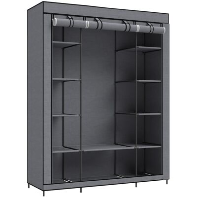 Homcom Armadio in Tessuto Salvaspazio con Barra Appendiabiti e 11 Ripiani, 135x45x175 cm, per Camera da Letto, Grigio Aosom Italy Homcom Armadio in Tessuto Salvaspazio con Barra Appendiabiti e 11 Ripiani, 135x45x175 cm, per Camera da Letto, Grigio Aosom Italy