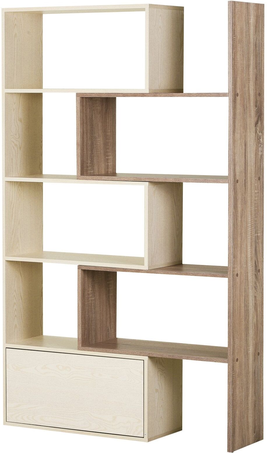 Homcom Libreria Scaffale a Ripiani Salvaspazio per Soggiorno in Legno 141 x 29 x 176 cm Bianco, Rovere Aosom.it