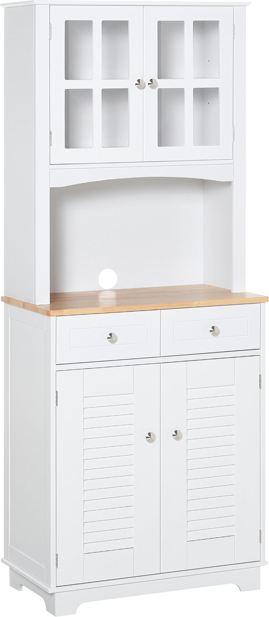 Homcom Credenza Alta per Cucina, Mobile Buffet in Legno Bianco, Armadio Dispensa in Stile Classico, Bianco, 68x39.5x170cm