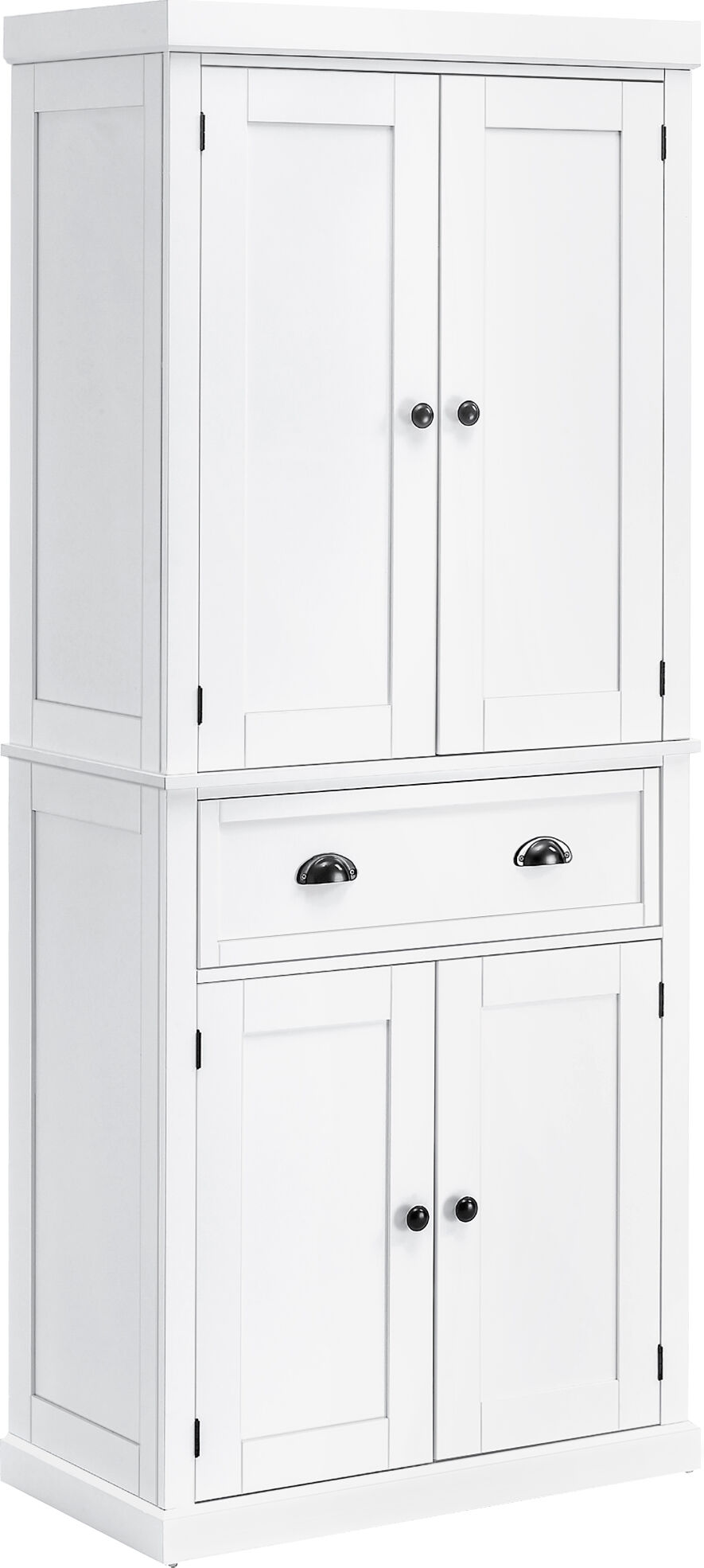 Homcom Mobile Cucina con Armadietto Superiore e Inferiore e Cassetto Centrale in MDF, Truciolato e Metallo, 76x40.5x184cm, Bianco