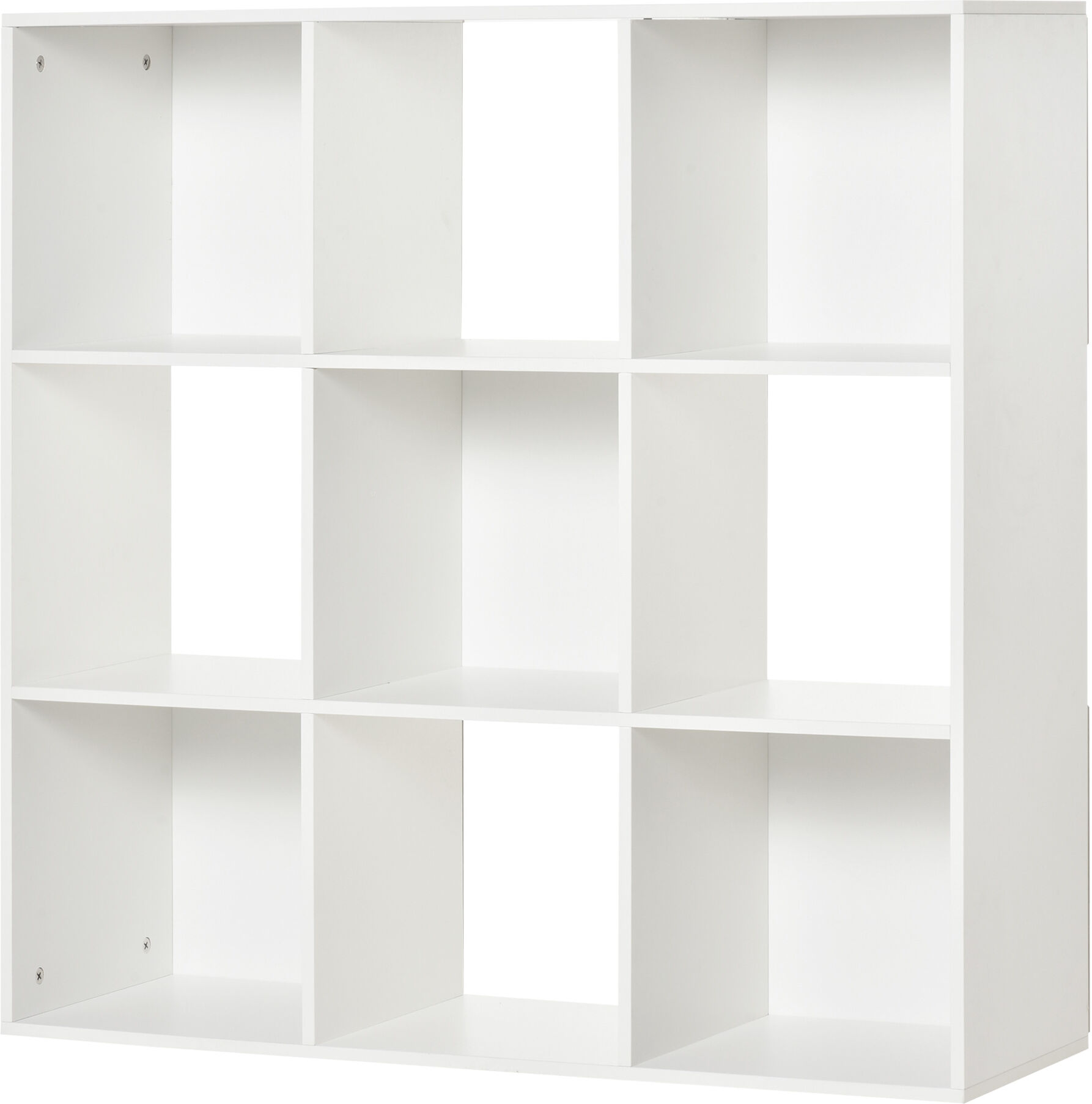 Homcom Libreria Bianca per Casa e Ufficio, Scaffale dal Design Moderno con 9 Scomparti in Legno, 91.5 x 29.5 x 91.5 cm