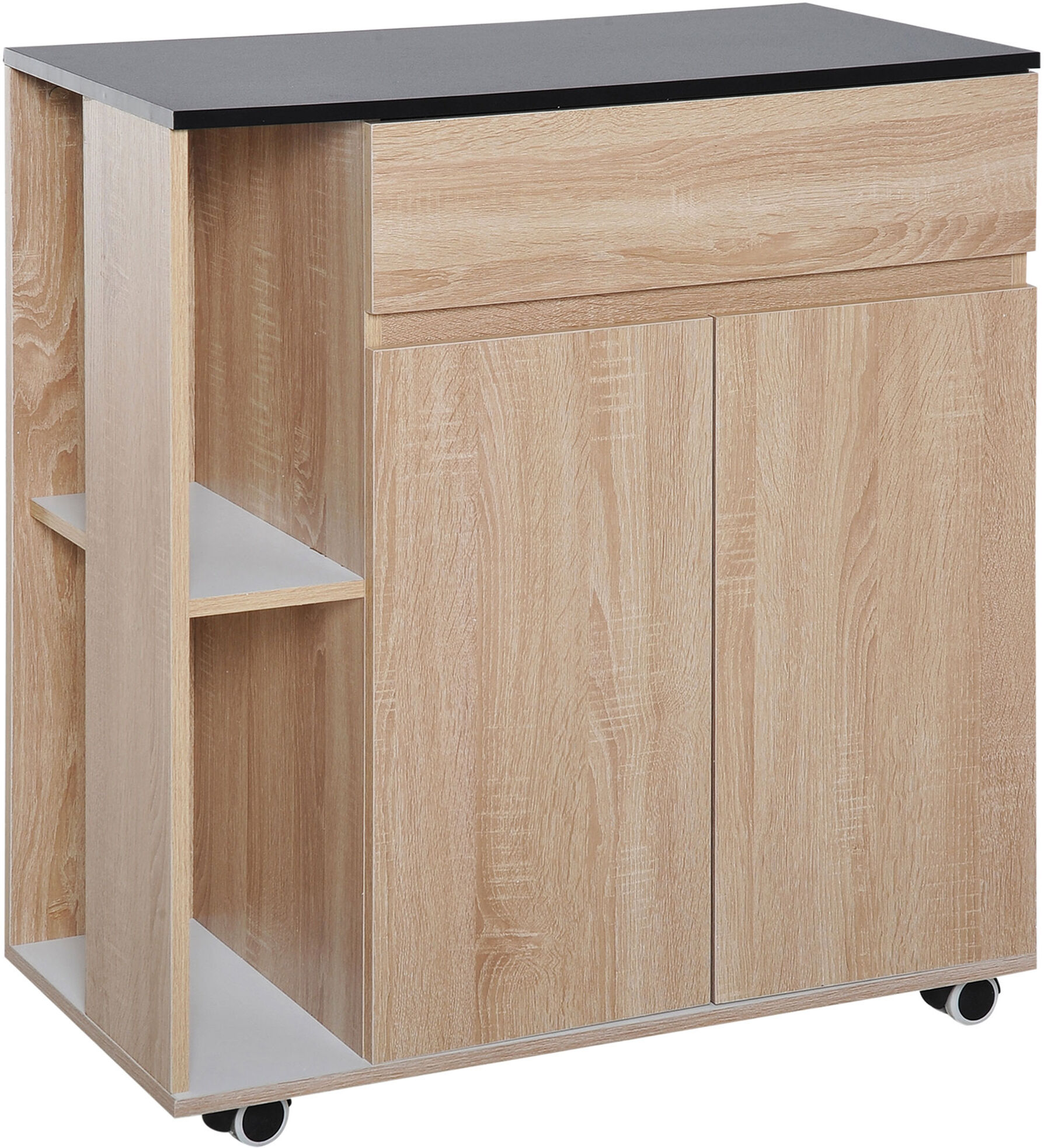 Homcom mobile cucina Carrello Cucina Moderno con Cassetti e Ruote in Legno, Rovere nero 78x39.5x88.5cm