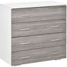 Homcom Cassettiera Moderna 4 Cassetti con Maniglie in Alluminio e Struttura in Legno, 76x35x72cm, Bianco e Grigio