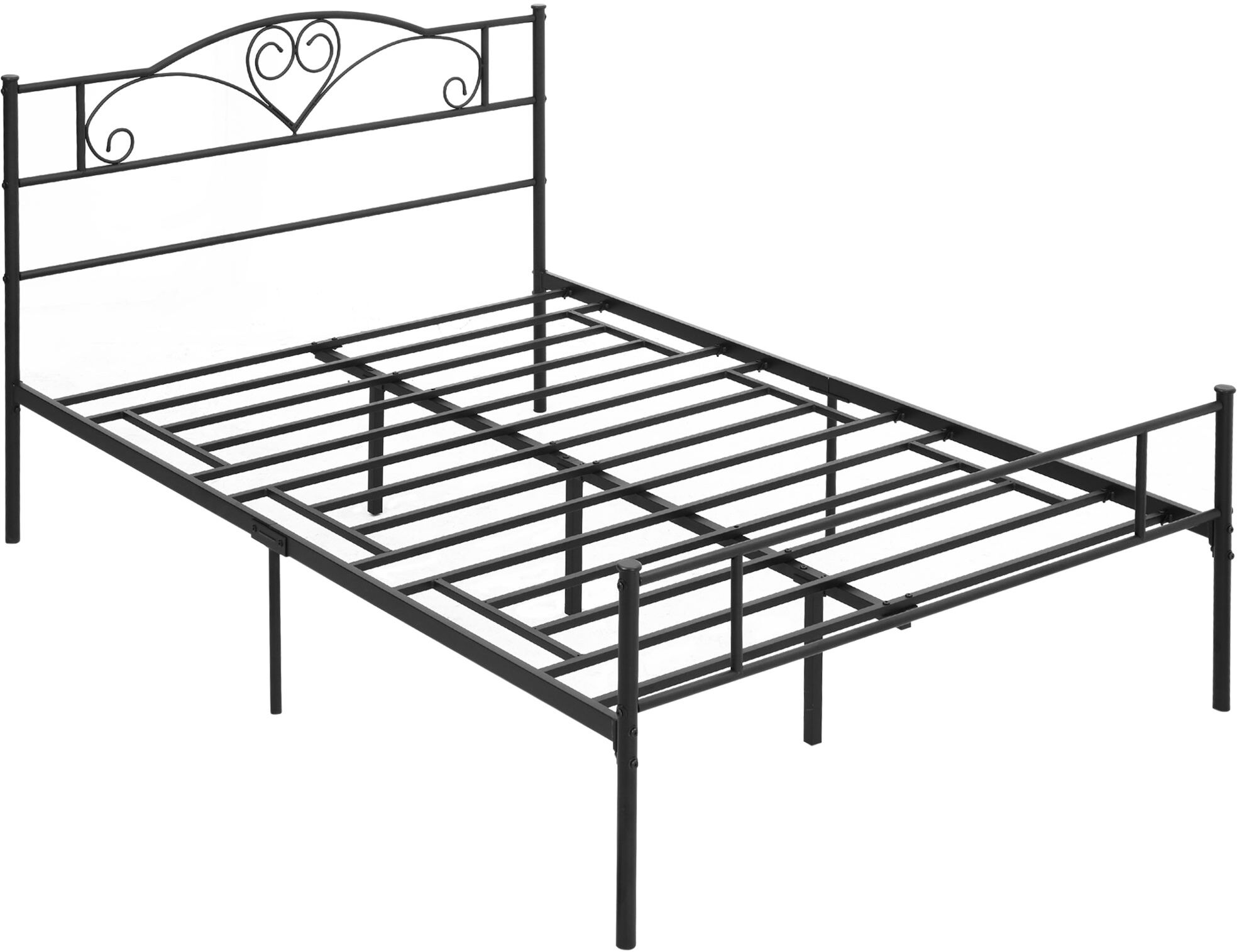 Homcom Struttura Letto Una Piazza e Mezza in Acciaio 145x211x106cm, Doghe Integrate e Testiera, Spazio Inferiore per Contenitori, Nero