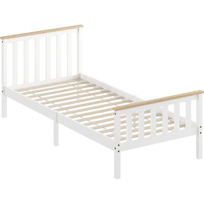 Homcom Letto Singolo in Legno, 210x98x82 cm, Legno Naturale e Bianco Aosom Italy Homcom Letto Singolo in Legno, 210x98x82 cm, Legno Naturale e Bianco Aosom Italy