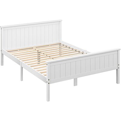 Homcom Letto singolo in legno massiccio con doghe e testiera incluse, 150 x 210 cm, Bianco Aosom Italy Homcom Letto singolo in legno massiccio con doghe e testiera incluse, 150 x 210 cm, Bianco Aosom Italy