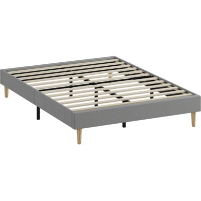 Homcom Struttura letto matrimoniale con piano a doghe in legno, imbottito in velluto a coste, 140 x 190 cm, Grigio Aosom Italy Homcom Struttura letto matrimoniale con piano a doghe in legno, imbottito in velluto a coste, 140 x 190 cm, Grigio Aosom Italy