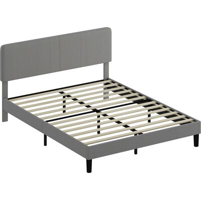 Homcom Struttura letto matrimoniale, con rete a doghe in legno, testiera regolabile, imbottito in velluto a coste, 160 x 200 cm Grigio Aosom Italy Homcom Struttura letto matrimoniale, con rete a doghe in legno, testiera regolabile, imbottito in velluto a coste, 160 x 200 cm Grigio Aosom Italy