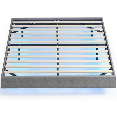 Homcom Struttura letto 160x200 cm con luci LED rivestimento effetto lino doghe in legno facile da montare grigio Aosom Italy Homcom Struttura letto 160x200 cm con luci LED rivestimento effetto lino doghe in legno facile da montare grigio Aosom Italy