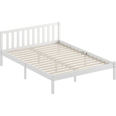 Homcom Telaio letto in legno massiccio 140x190 cm letto singolo con testiera e sommier a doghe robusto per bambini adulti Aosom Italy Homcom Telaio letto in legno massiccio 140x190 cm letto singolo con testiera e sommier a doghe robusto per bambini adulti Aosom Italy
