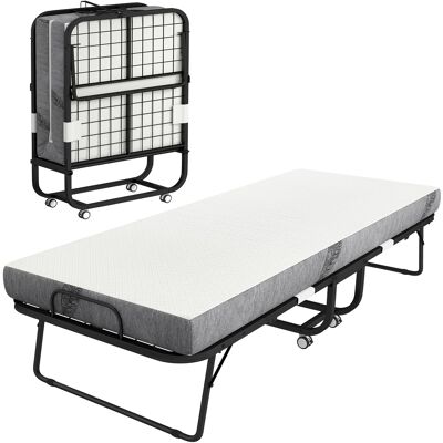 Homcom Letto Pieghevole con Materasso, Letto Supplementare Pieghevole e Portatile su Ruote, Telaio in Acciaio, 200x80 cm, Bianco Aosom Italy Homcom Letto Pieghevole con Materasso, Letto Supplementare Pieghevole e Portatile su Ruote, Telaio in Acciaio, 200x80 cm, Bianco Aosom Italy