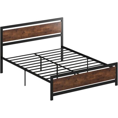 Homcom Struttura letto matrimoniale in acciaio con sommier e testiera compatibile, 208x167x103 cm, Marrone rustico Aosom Italy Homcom Struttura letto matrimoniale in acciaio con sommier e testiera compatibile, 208x167x103 cm, Marrone rustico Aosom Italy