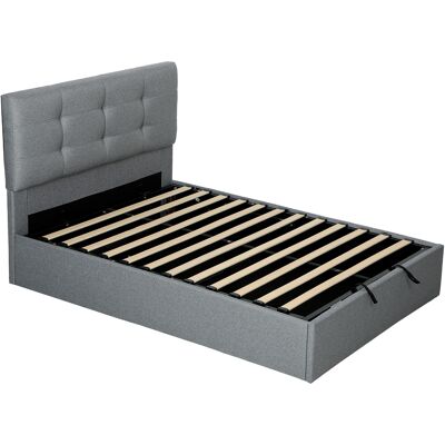 Homcom Letto contenitore matrimoniale 140x190 cm con rete a doghe e vano nascosto, grigio Aosom Italy Homcom Letto contenitore matrimoniale 140x190 cm con rete a doghe e vano nascosto, grigio Aosom Italy