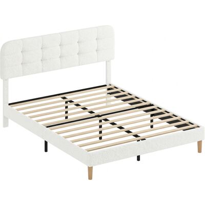 Homcom Telaio Letto Matrimoniale con Rete e Testiera Regolabile, Imbottito in Tessuto Teddy e Doghe in Legno, 205x170x108 cm, Bianco Aosom Italy Homcom Telaio Letto Matrimoniale con Rete e Testiera Regolabile, Imbottito in Tessuto Teddy e Doghe in Legno, 205x170x108 cm, Bianco Aosom Italy