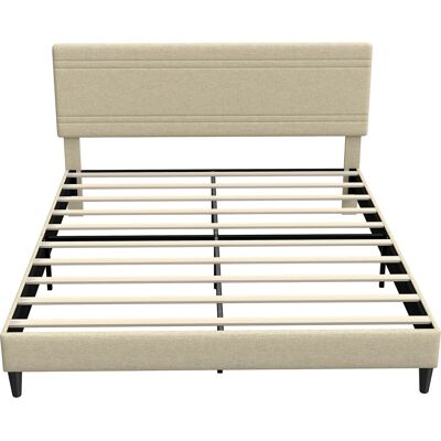 Homcom Struttura Letto 160x200 cm con Rete a Doghe, Imbottitura e Rivestimento in Tessuto, Beige Aosom Italy Homcom Struttura Letto 160x200 cm con Rete a Doghe, Imbottitura e Rivestimento in Tessuto, Beige Aosom Italy