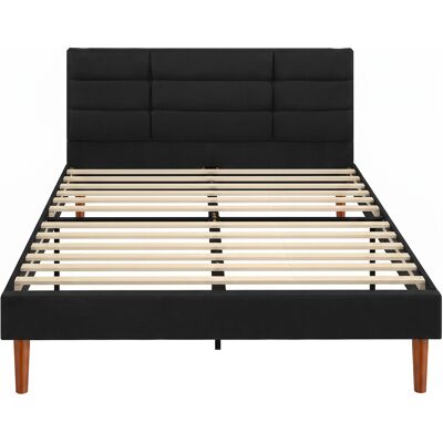 Homcom Letto matrimoniale 140x200 cm imbottito effetto lino con rete a doghe e spazio sotto, nero Aosom Italy Homcom Letto matrimoniale 140x200 cm imbottito effetto lino con rete a doghe e spazio sotto, nero Aosom Italy