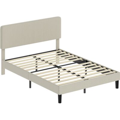 Homcom Struttura Letto 140x190 cm con Testiera Regolabile e Rete a Doghe, Velluto a Coste, Grigio Aosom Italy Homcom Struttura Letto 140x190 cm con Testiera Regolabile e Rete a Doghe, Velluto a Coste, Grigio Aosom Italy