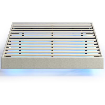 Homcom Letto matrimoniale sospeso 160x200 cm con LED intelligente, effetto lino, beige Aosom Italy Homcom Letto matrimoniale sospeso 160x200 cm con LED intelligente, effetto lino, beige Aosom Italy