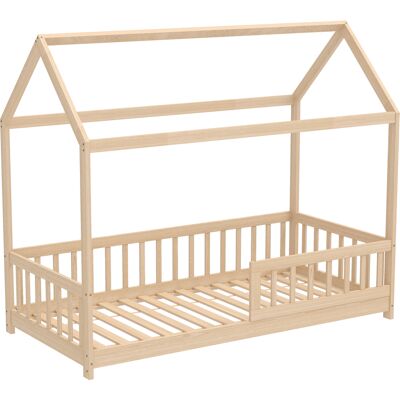 Homcom Struttura Letto per Bambini a Forma di Casetta con Doghe e Recinzione, in Legno di Pino, Color Legno Aosom Italy Homcom Struttura Letto per Bambini a Forma di Casetta con Doghe e Recinzione, in Legno di Pino, Color Legno Aosom Italy