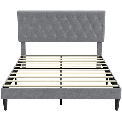 Homcom Struttura Letto Matrimoniale Imbottita con Testiera Trapuntata in Lino, Grigio Aosom Italy Homcom Struttura Letto Matrimoniale Imbottita con Testiera Trapuntata in Lino, Grigio Aosom Italy