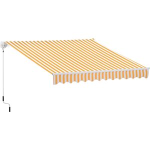 Outsunny Tenda da Sole a Bracci Esterno Balcone a Parete Avvolgibile Impermeabile, Arancione e Bianco, 3×2.5m arancione e bianco 300 × 250cm