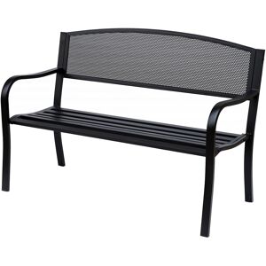 Outsunny Panca da Esterno Sedia da Giardino 2 posti in Acciaio, Nero, 127x60x85cm