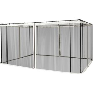 Outsunny Zanzariera per Gazebo 3x3.5m con Cerniere e Anelli, Pannelli da, 335x207cm - Nero/Beige