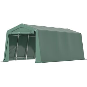 Outsunny Tendone Garage per Auto 6x3.1m in Acciaio e PVC con Ingresso a Doppia Cerniera e Picchetti, Verde Scuro