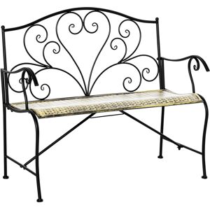 Outsunny Panchina in Ferro da Giardino , Panca da Esterno in Stile Vintage 2 Posti, 100x 50x88cm, Nero