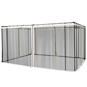 Outsunny Zanzariera per Gazebo 3x4m con Cerniere e Anelli, Pannelli da 352x207cm - Nero/Beige