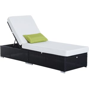 Outsunny Lettino prendisole sdraio da giardino di lusso PE Rattan e Alluminio Sedia lounge