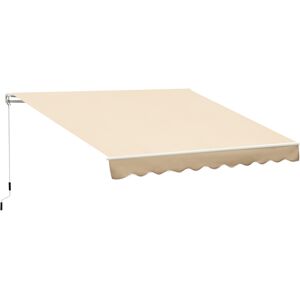 Outsunny Tenda da Sole Avvolgibile a Caduta Manuale per Porte e Finestre, in Alluminio e Poliestere Anti-UV, 300x245cm, Beige