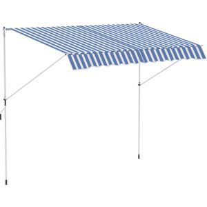 Outsunny Tenda da Sole a Bracci con Manovella, Struttura Telescopica in Metallo e Parasole in Poliestere 300x150cm Blu e Bianco