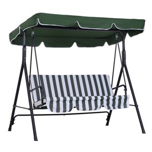 Outsunny Dondolo da Giardino 3 Posti con Tetto Parasole e Struttura in Acciaio, 172x110x153cm, Bianco e Verde