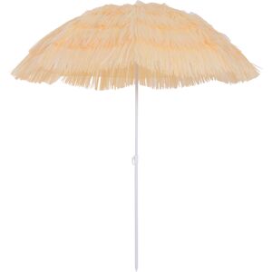 Outsunny Ombrellone portatile da giardino e spiaggia ,palo Inclinabile e 8 steche,Impermeabile Tettuccio Ø160cm, Beige