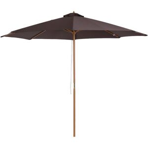 Outsunny Ombrellone da Giardino con Palo in Legno e 8 Stecche, Parasole in Poliestere Anti UV, Φ300x250cm, Caffè