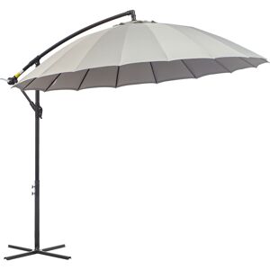 Outsunny Ombrellone Decentrato Φ296cm, a Braccio, Grigio, Base a Croce, Design Moderno per Giardino ed Esterni