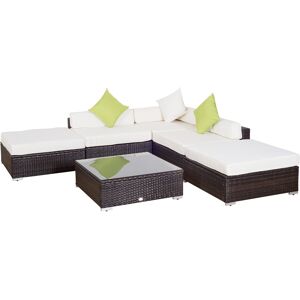 Outsunny Mobili da Giardino in Rattan PE con Divano Angolare e Pouf con Cuscini telaio Set da 18 Pezzi, Marrone